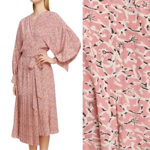 NWT ISABEL MARANT Alexandra Silk Floral Print Midi Dress Pleated Wrap 38/6